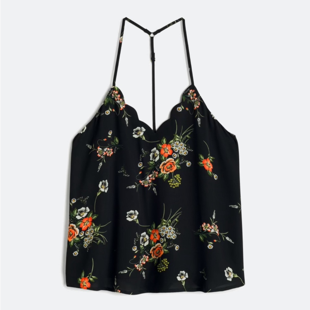 Nine Britton Black and Orange Relaxed Halter Camisole